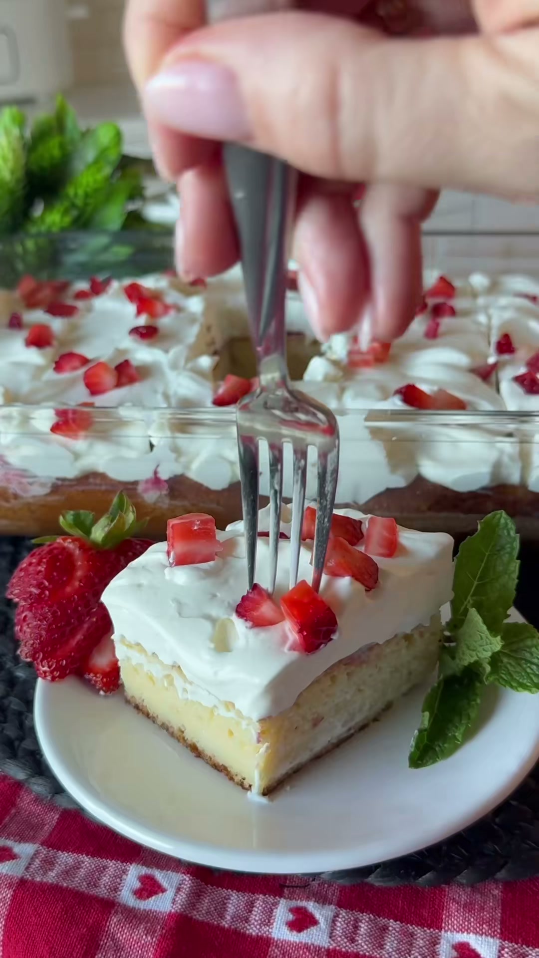 Strawberries and Cream Tres Leches Cake