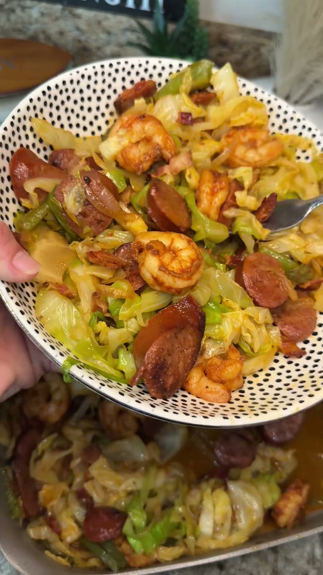 Southern Fried Cabbage with Shrimp and Sausage