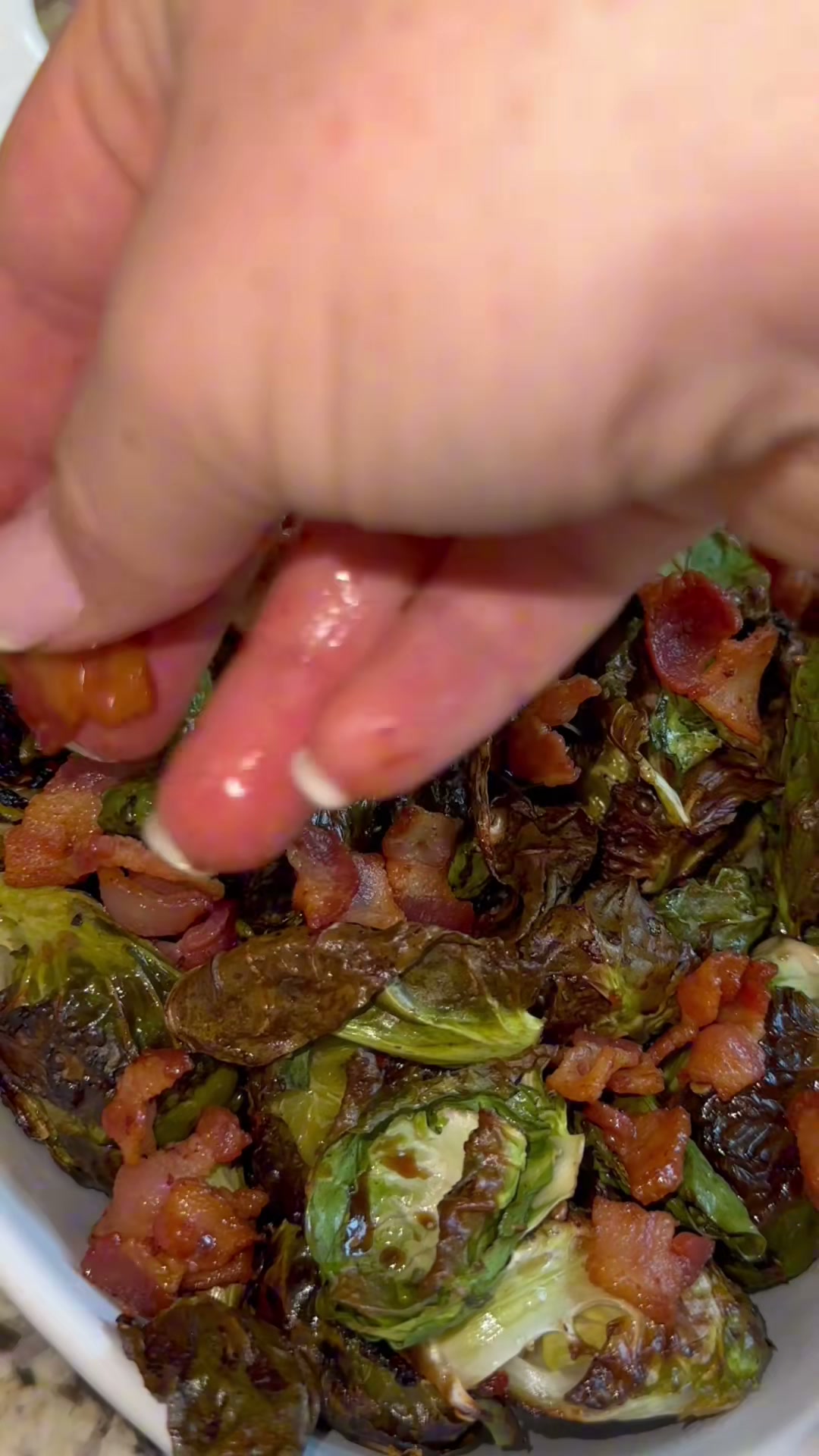 Crispy Balsamic Brussels Sprouts with Bacon
