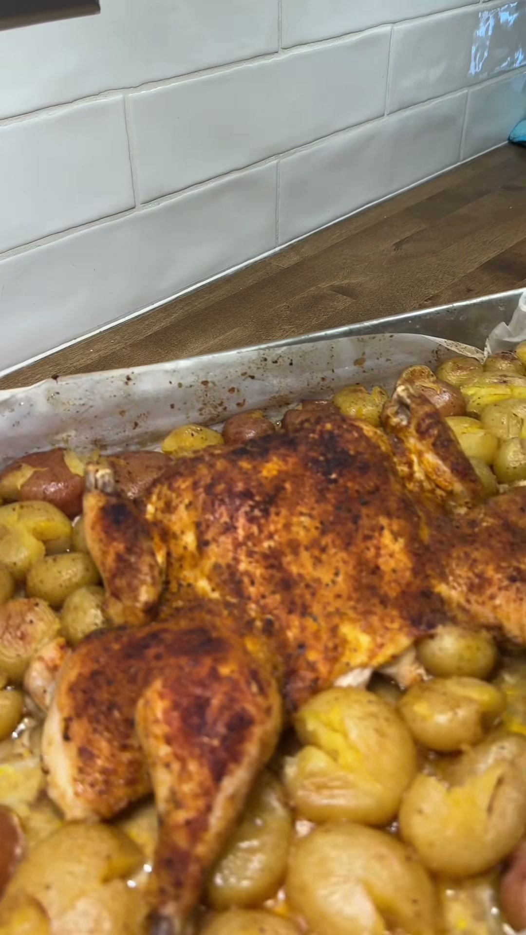 Spatchcock Roasted Chicken and Potatoes