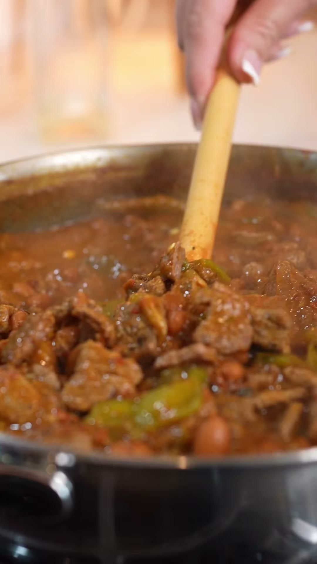 Steak and Pinto Bean Stew with Roasted Peppers