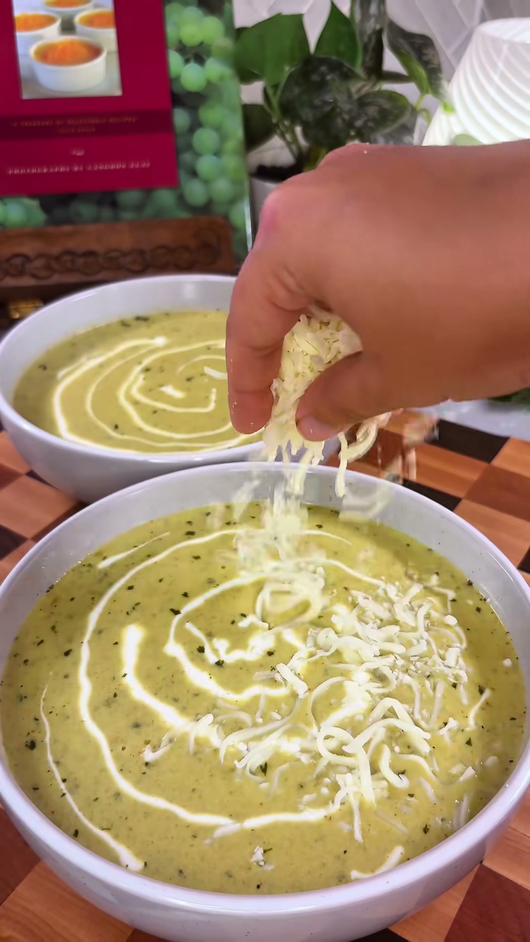 Creamy Roasted Poblano Soup with Shrimp