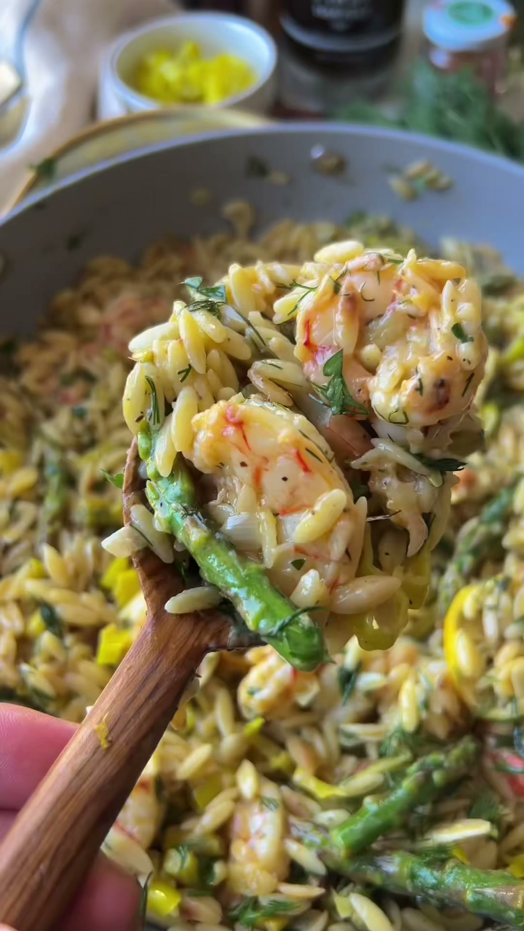 Creamy Lemon Pepperoncini Shrimp Orzo