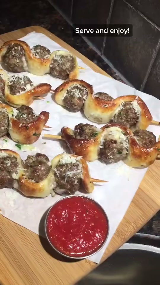 Garlic Butter Meatball Sub Skewers