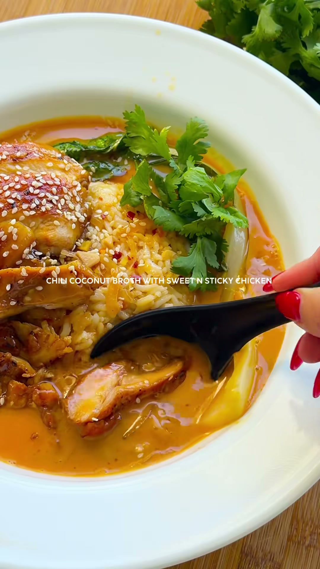 Chili Coconut Broth with Sweet and Sticky Chicken