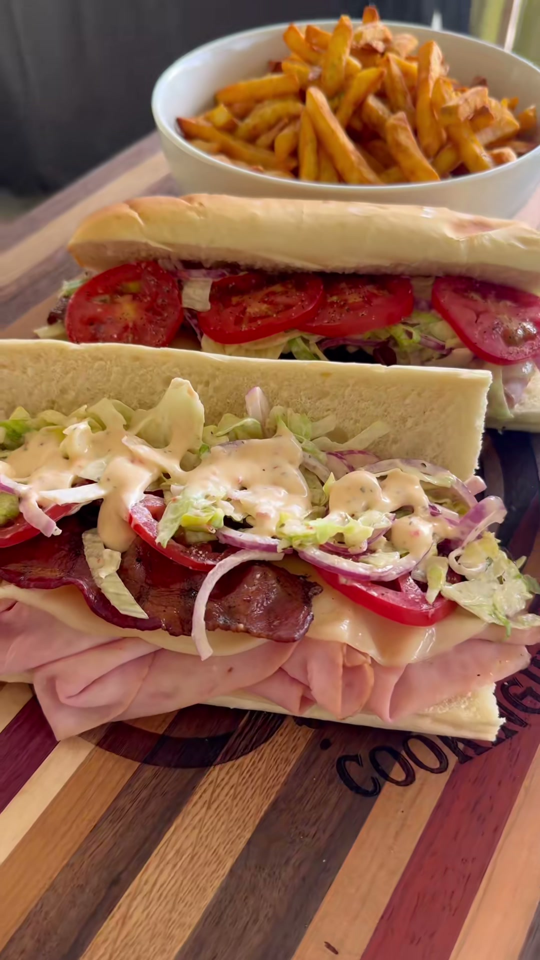 Toasted Ham, Bacon, and Provolone Sub