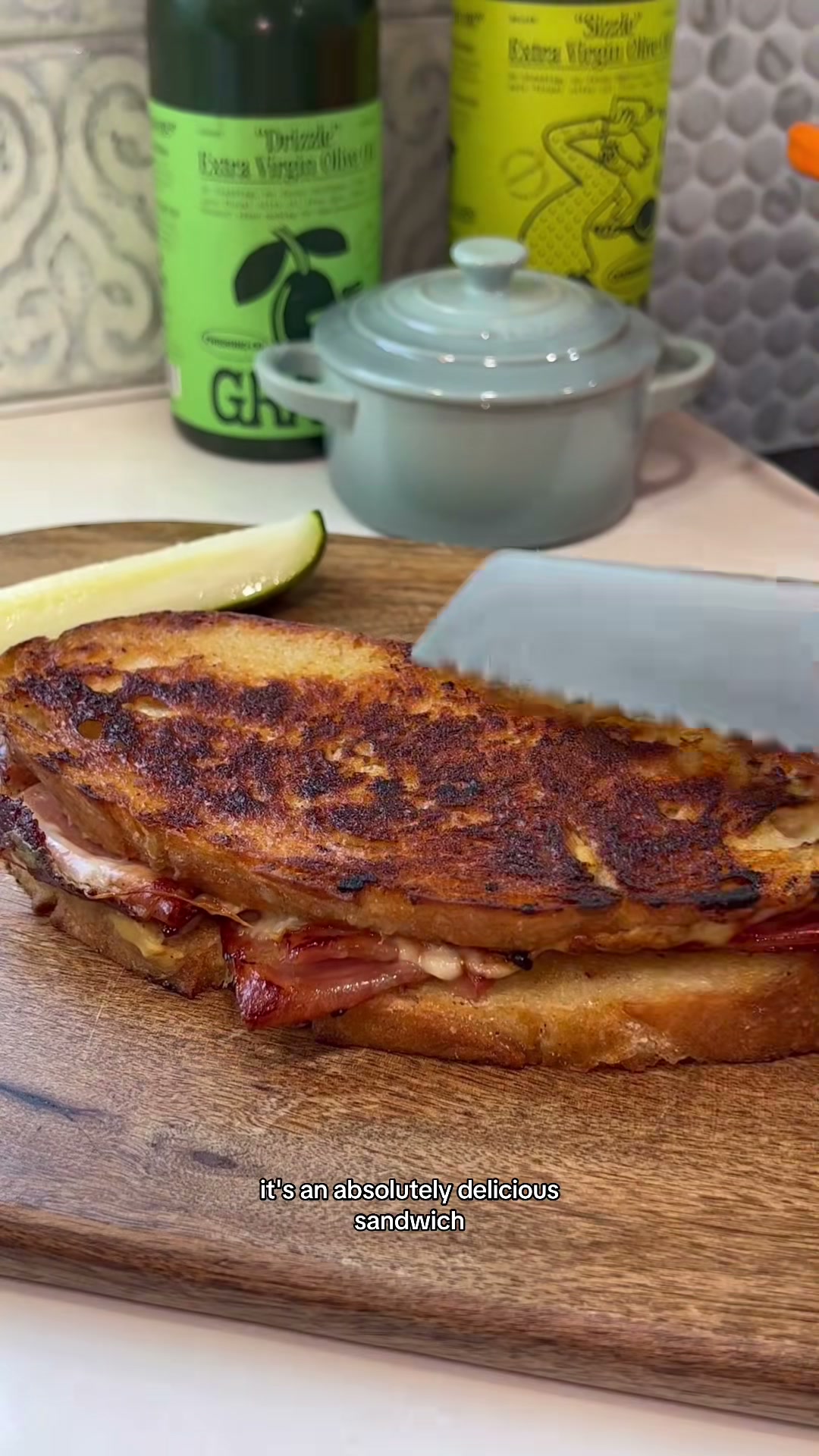 Toasted Mortadella and Provolone Sandwich