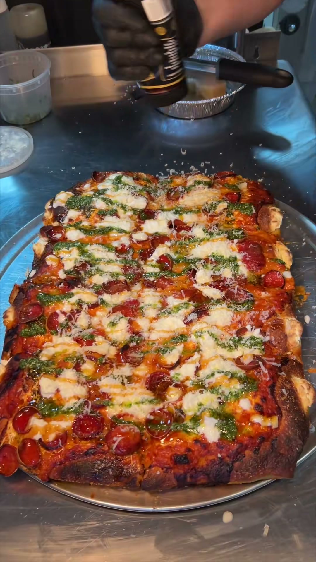 Stuffed Ricotta Pizza with Vodka Sauce and Pepperoni