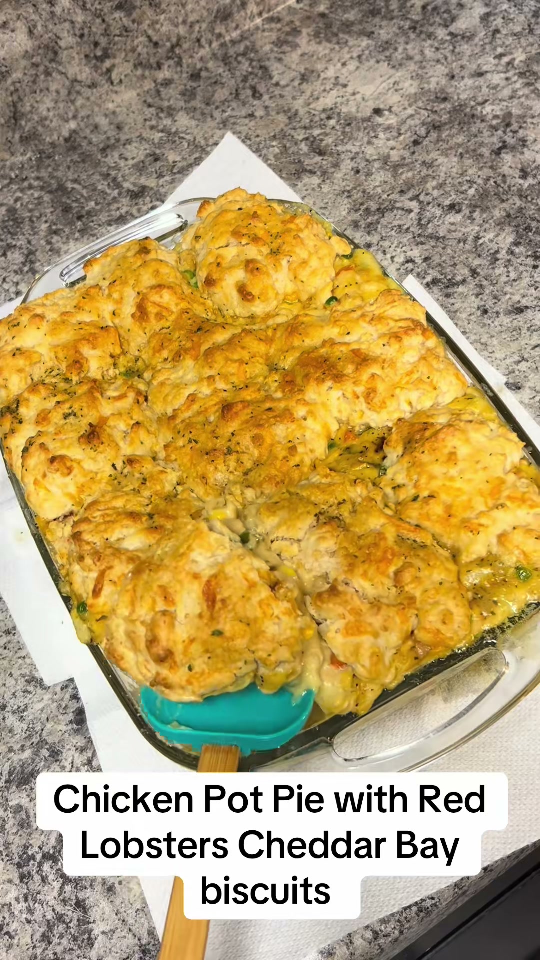 Chicken Pot Pie with Cheddar Bay Biscuit Topping