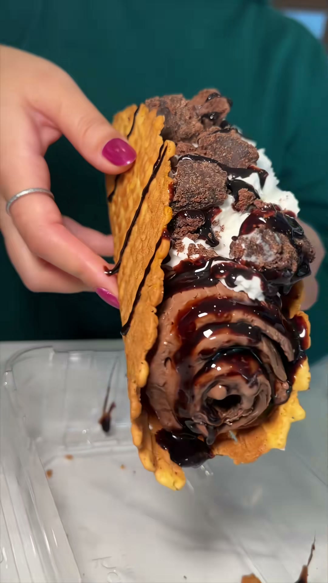 Chocolate Brownie Rolled Ice Cream Taco