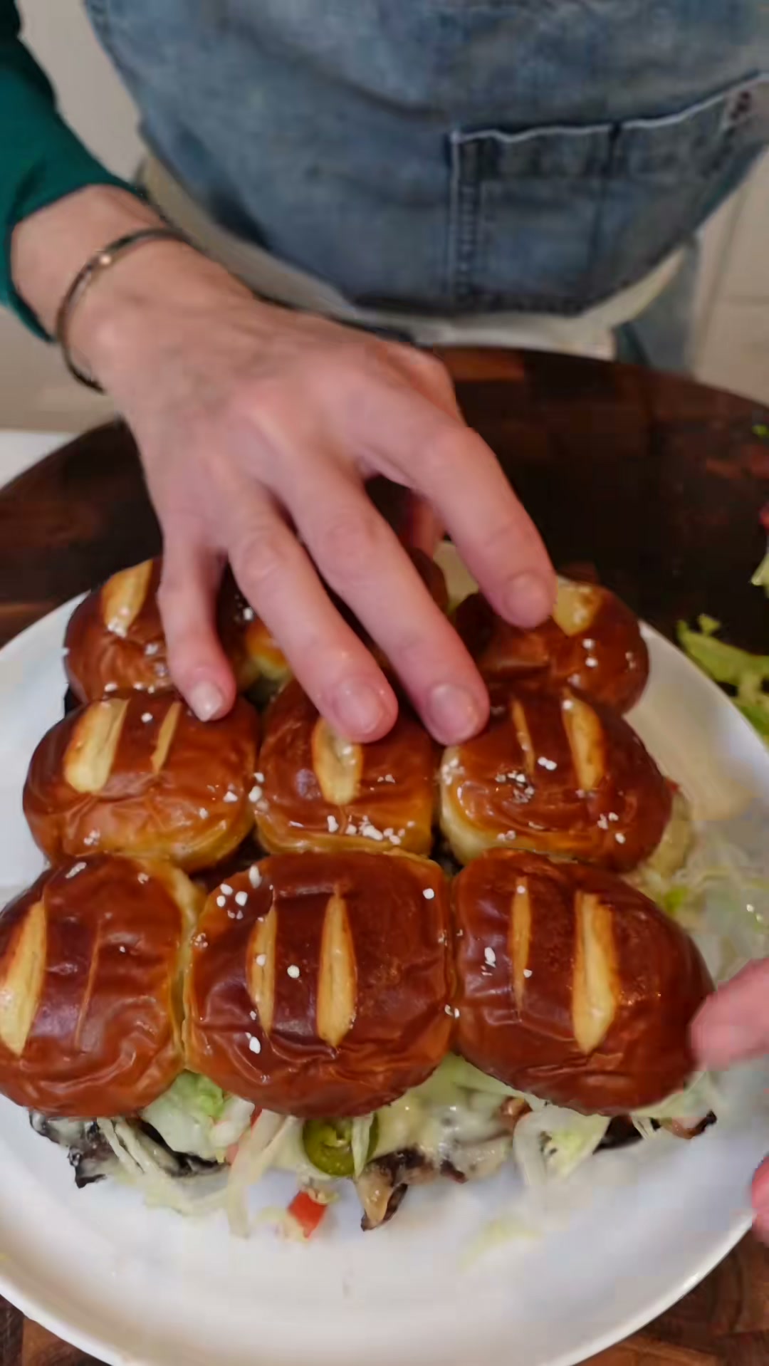 Pretzel Bun Smash Burger Sliders
