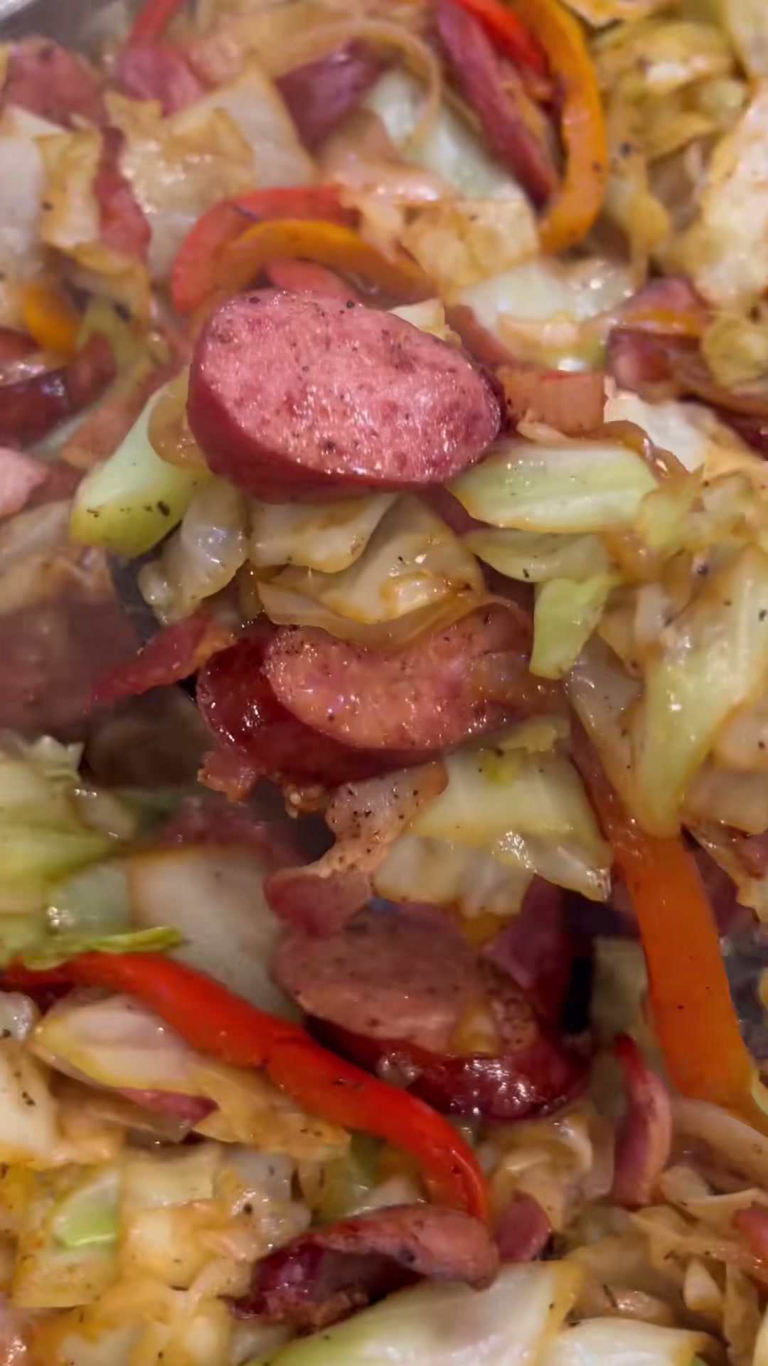 Southern Fried Cabbage with Sausage and Bacon