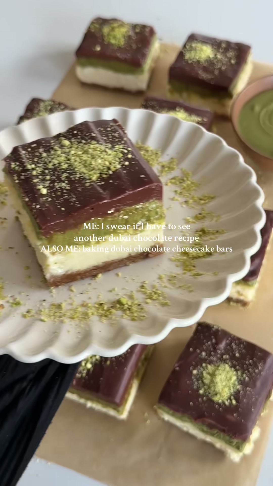 Pistachio Chocolate Cheesecake Bars