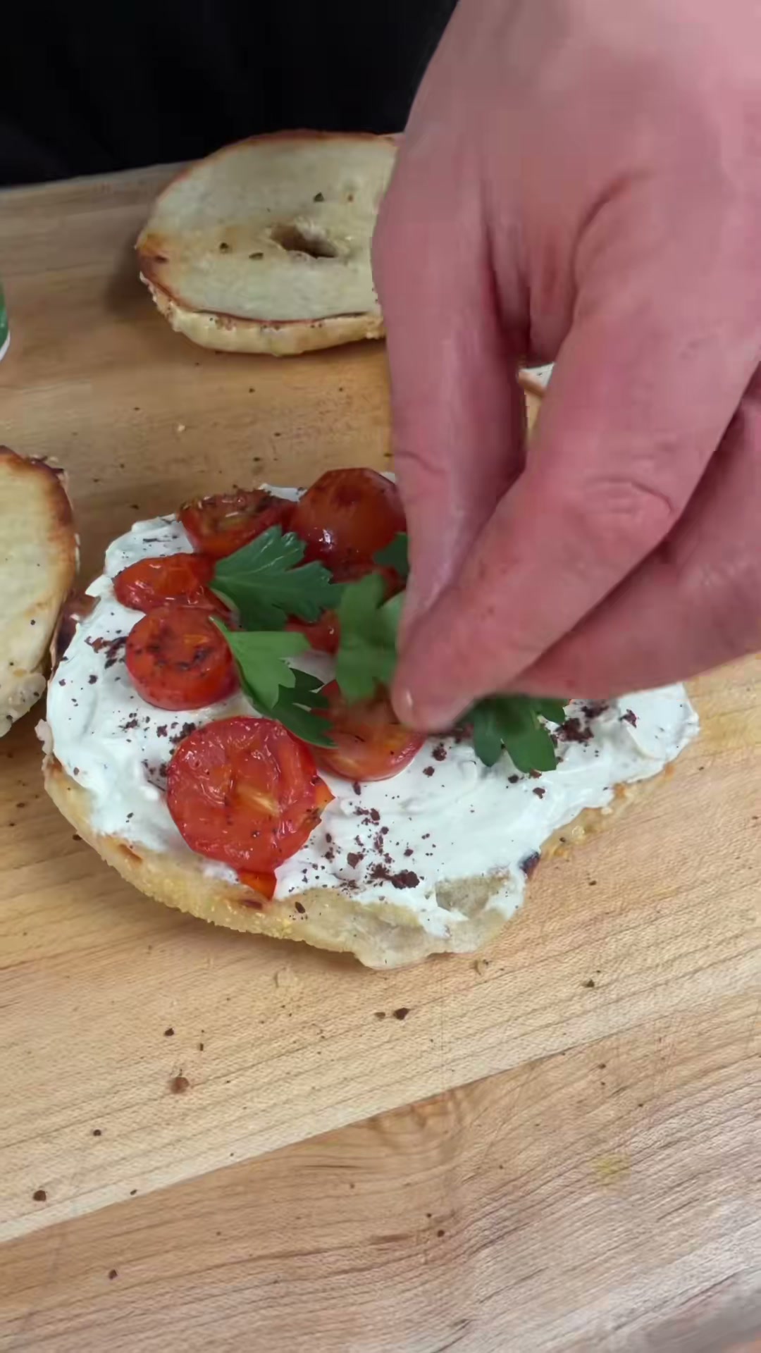 Labneh and Tomato Bagel Sandwich