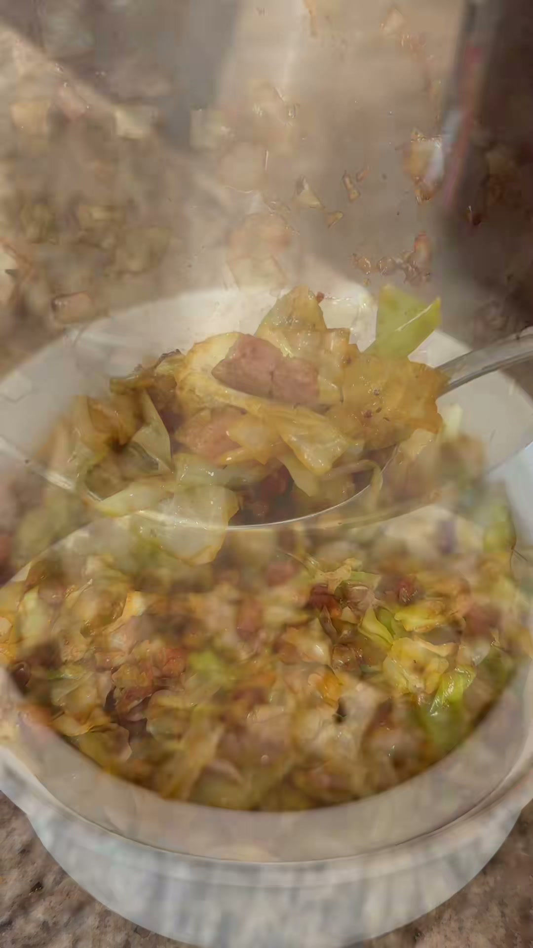 Fried Cabbage and Ham