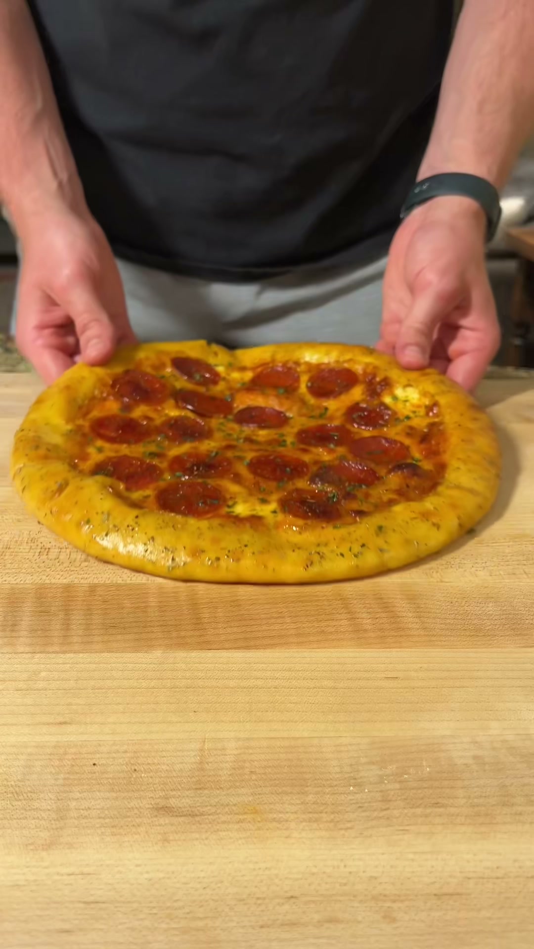 High-Protein Stuffed Crust Pepperoni Pizza