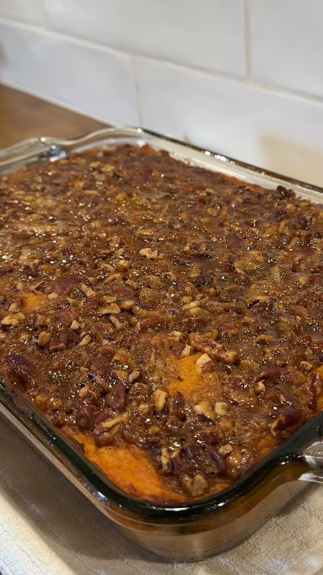 Sweet Potato Casserole with Pecan Crumble Topping