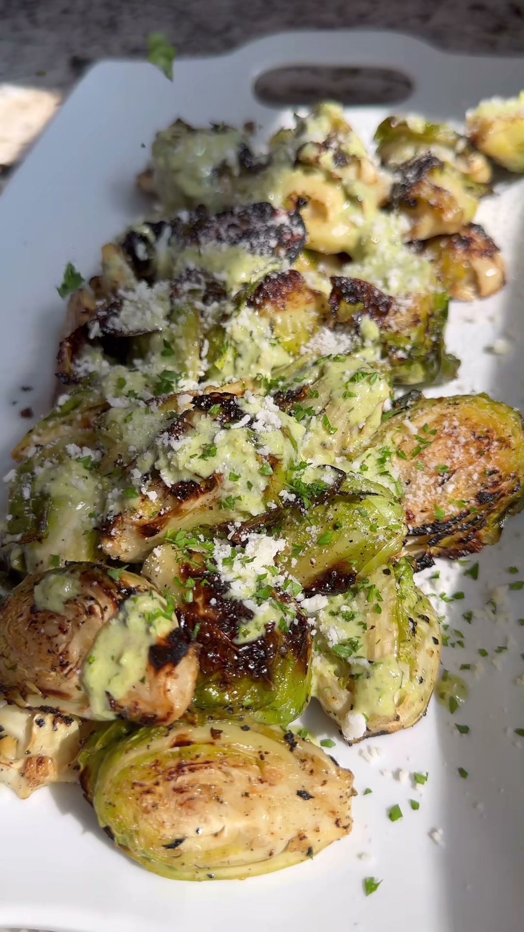 Grilled Brussels Sprouts with Pesto Aioli