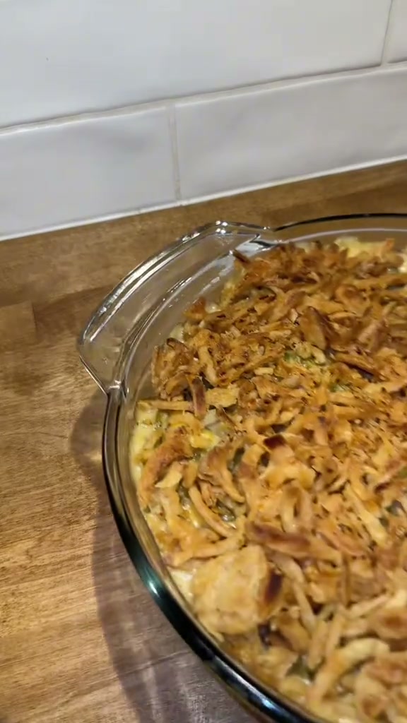 Green Bean Casserole With Cheddar And Fried Onions