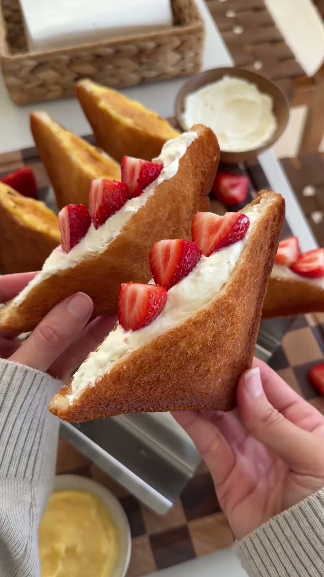 Stuffed Fried Bread with Strawberries and Crème Brûlée