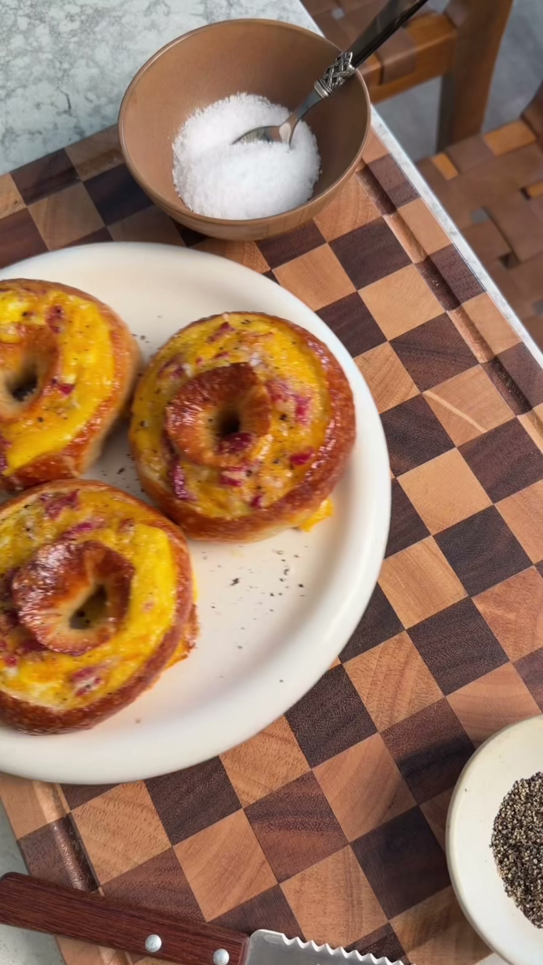 Bacon, Egg, and Cheese Bagel Boats