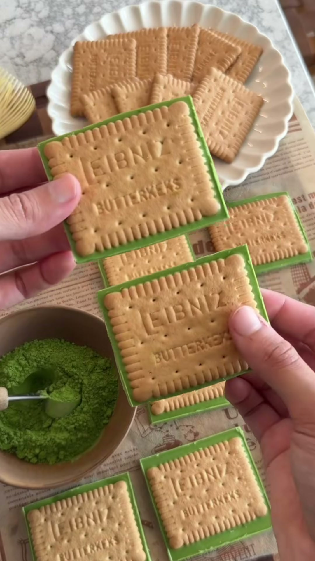 3-Ingredient Matcha Chocolate Biscuits