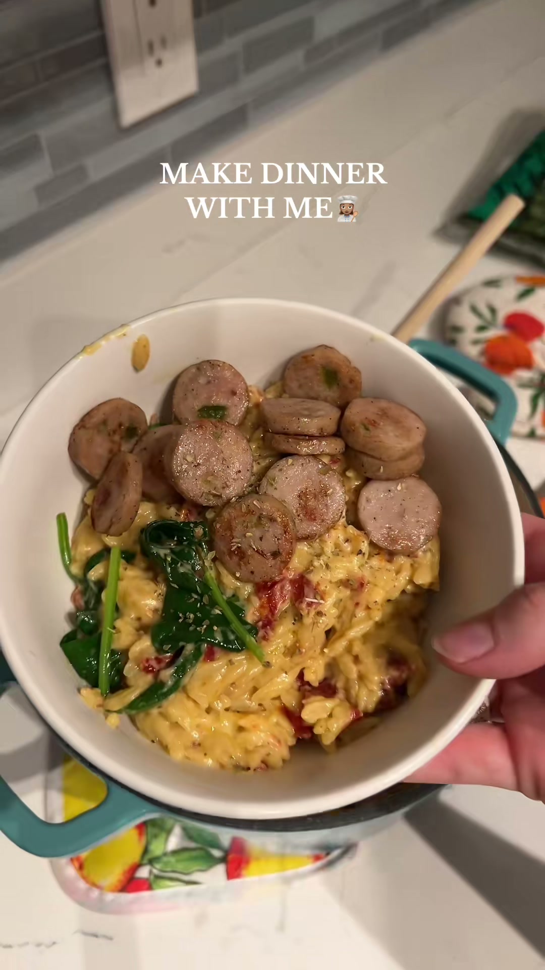 Creamy Boursin Orzo with Chicken Sausage